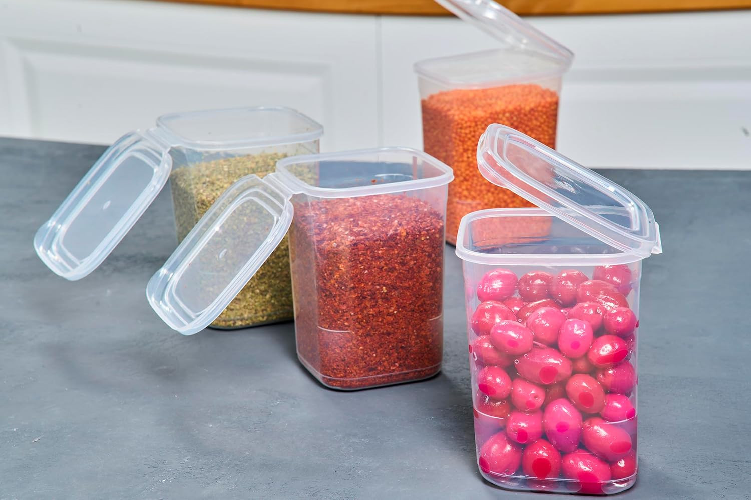 10 Pack 39 Oz Airtight Food Storage Containers with Attached Hinged Lids – Stack