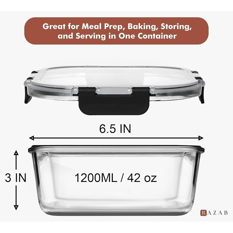 Borosilicate Glass Food Storage Containers Airtight Microwave Oven Safe 9pc Set
