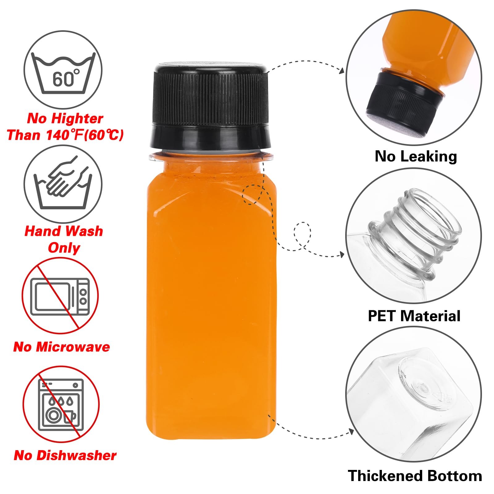 14pcs 2oz Ginger Shots Bottles with Caps, Small Plastic Juice Bottles for Liq…