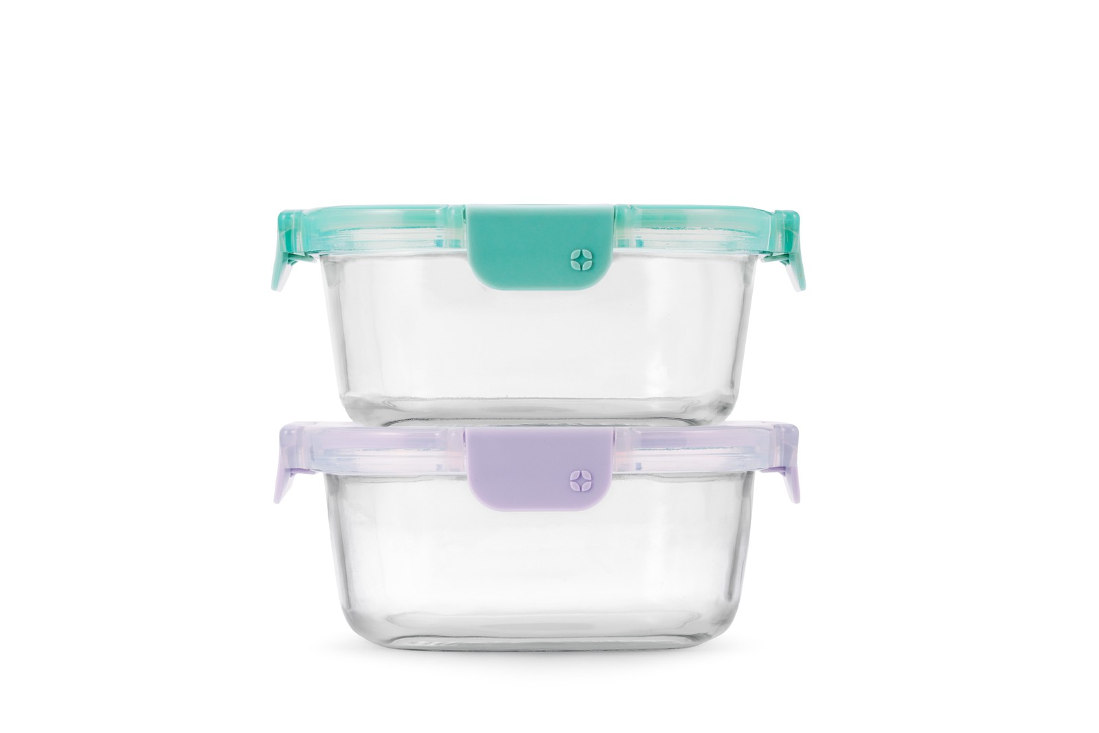 Ello Color Lock 3.4-Cup Round Glass Food Storage Container, 2pk