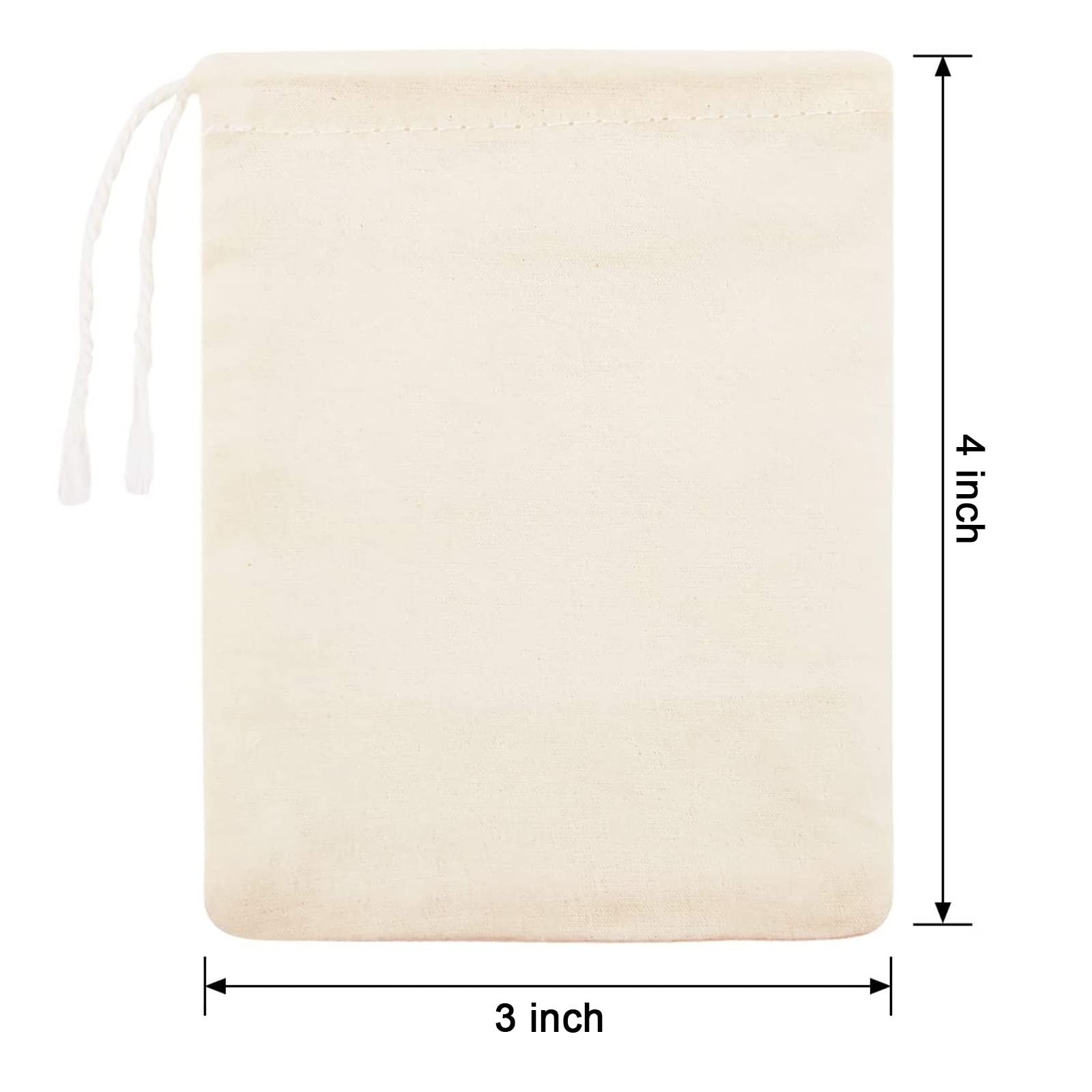 Boao 50 Pcs Cheese Cloth Tea Bags 4 x 3 Inch for Straining 4 x 3 Inch, Beige