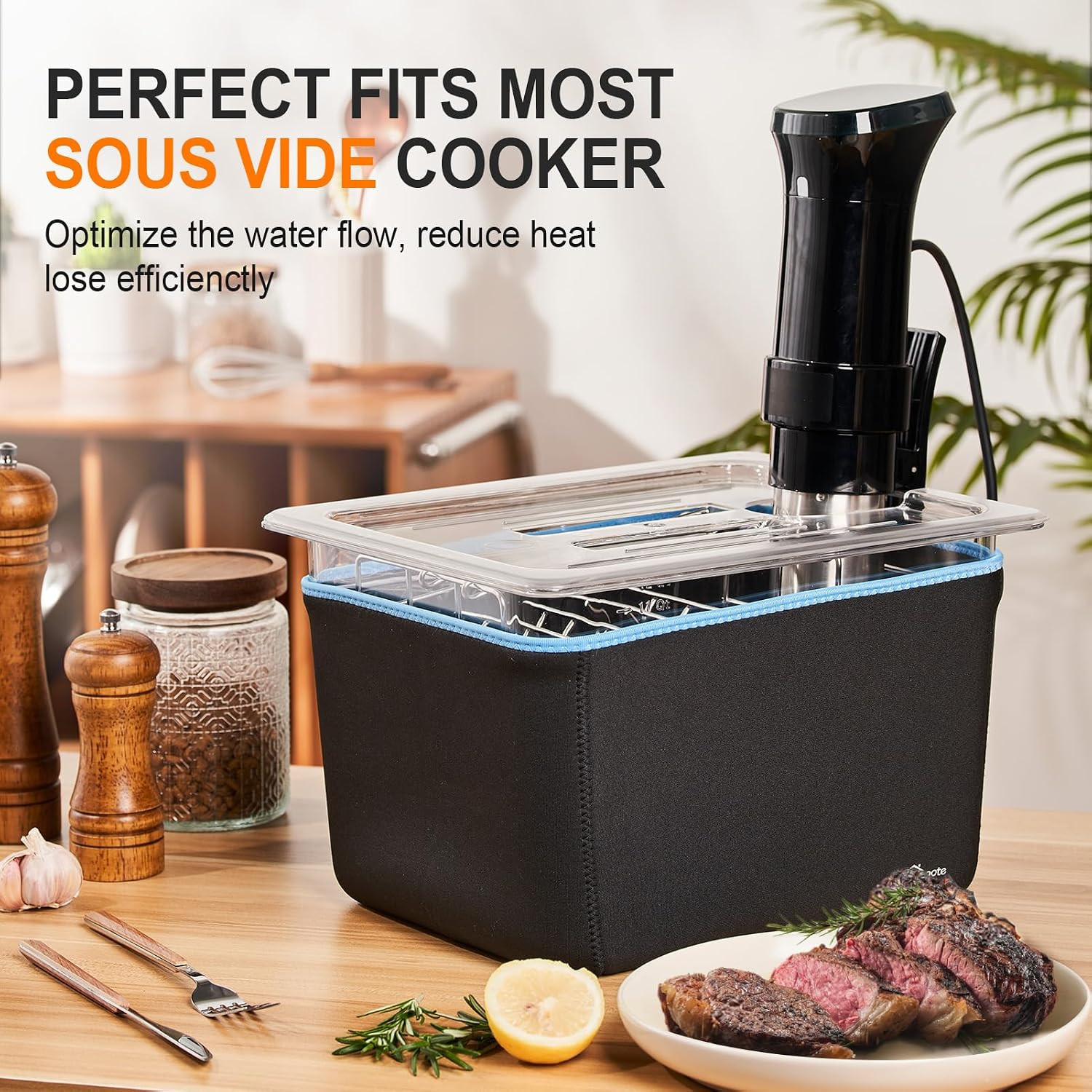 Container 12qt w/ Lid & Rack & Sleeve-BPA Free Complete Sous Vide Accessories Ki