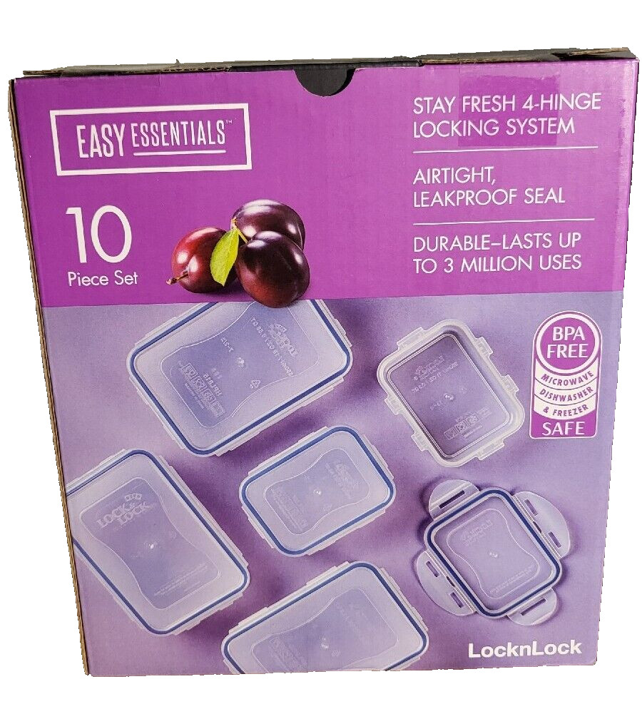 Lock And Lock 10pc Set Airtight, Leak proof seal, Stay Fresh 4 hinge system