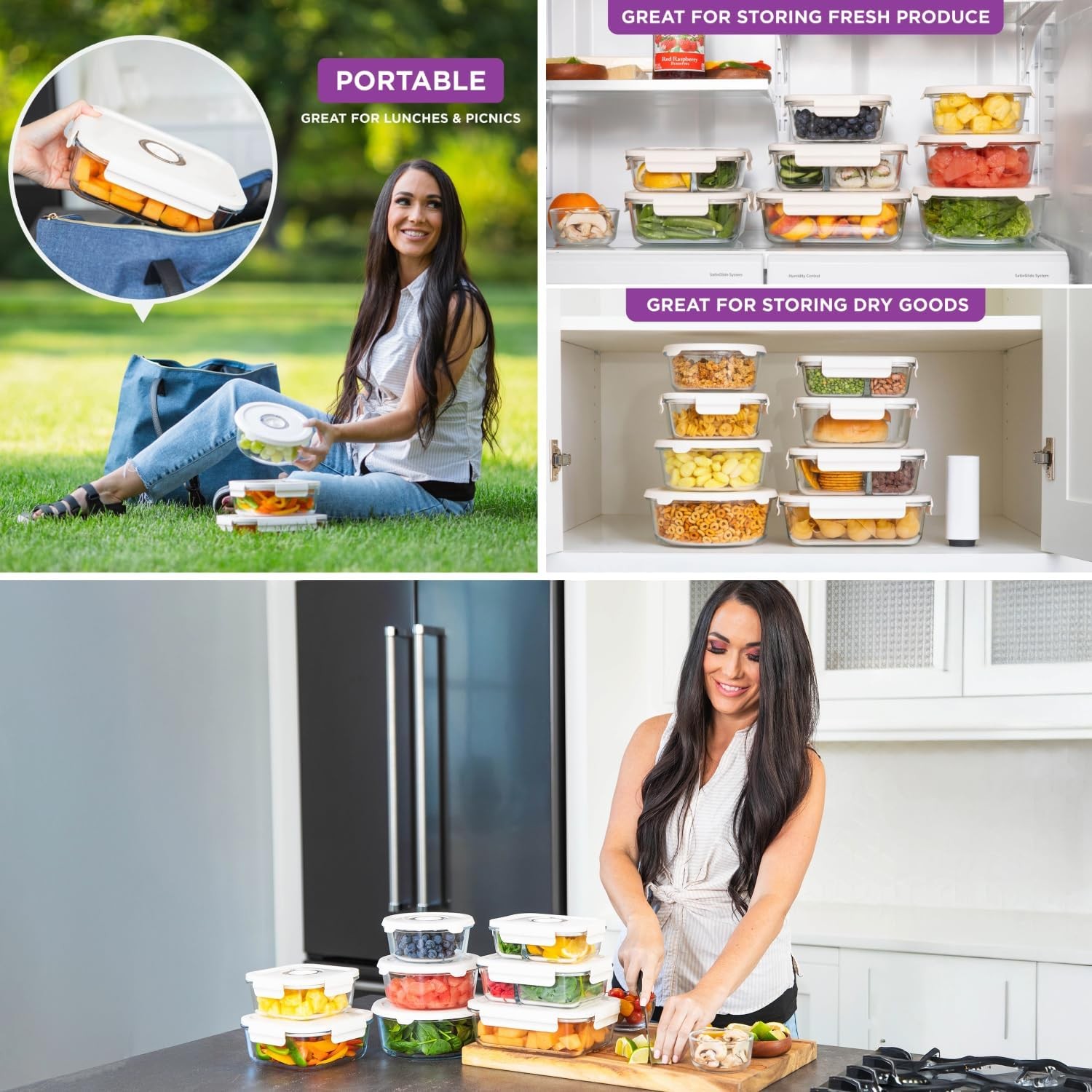 Vacuum Food Storage Containers, Set of 8 Glass Containers & Electronic Pump -…