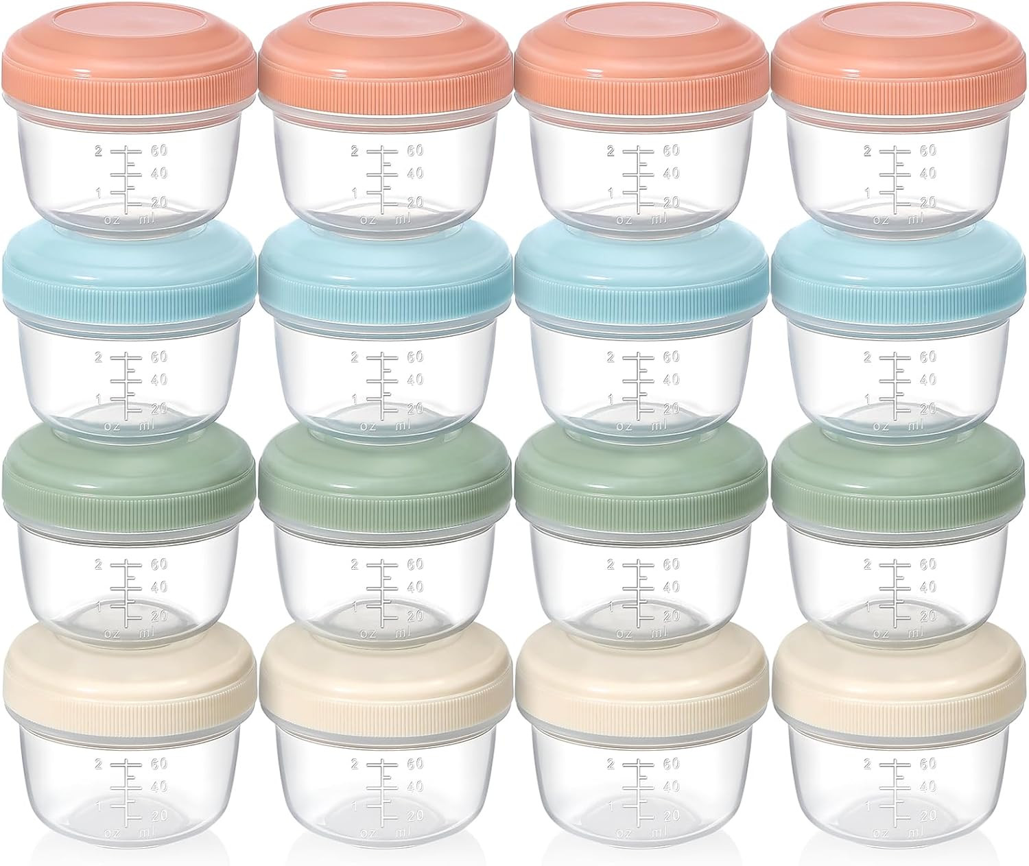 [16 Pack] 4 Oz Small Containers with Lids, Reusable Plastic Jars for Snack and P