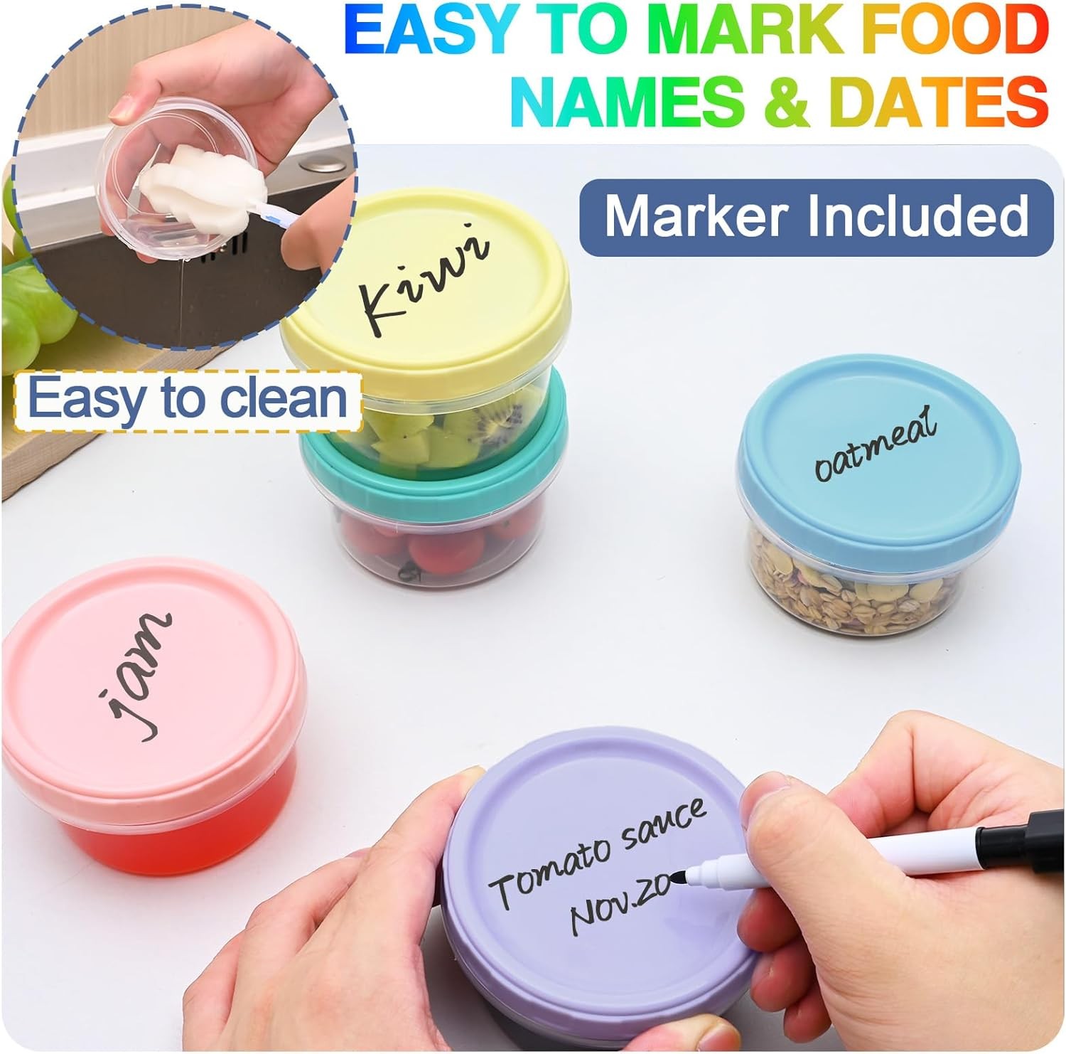 12pcs 8 oz Plastic Containers W/ Screw Lids Reusable Clear Food Storage