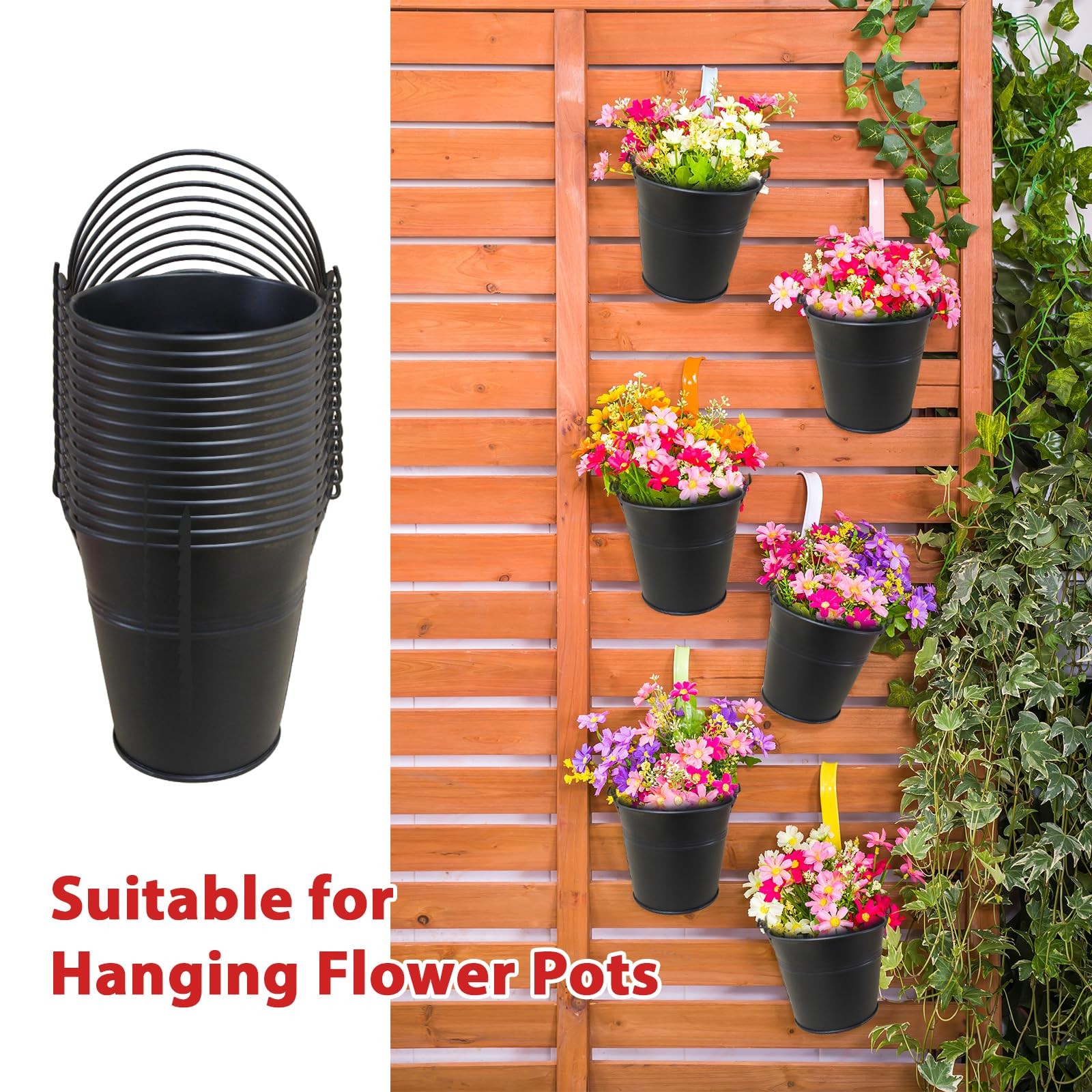 24 Packs Mini Metal Buckets with Handles,5 x 3.5 x 4.7 Inch Black Mini Iron P…