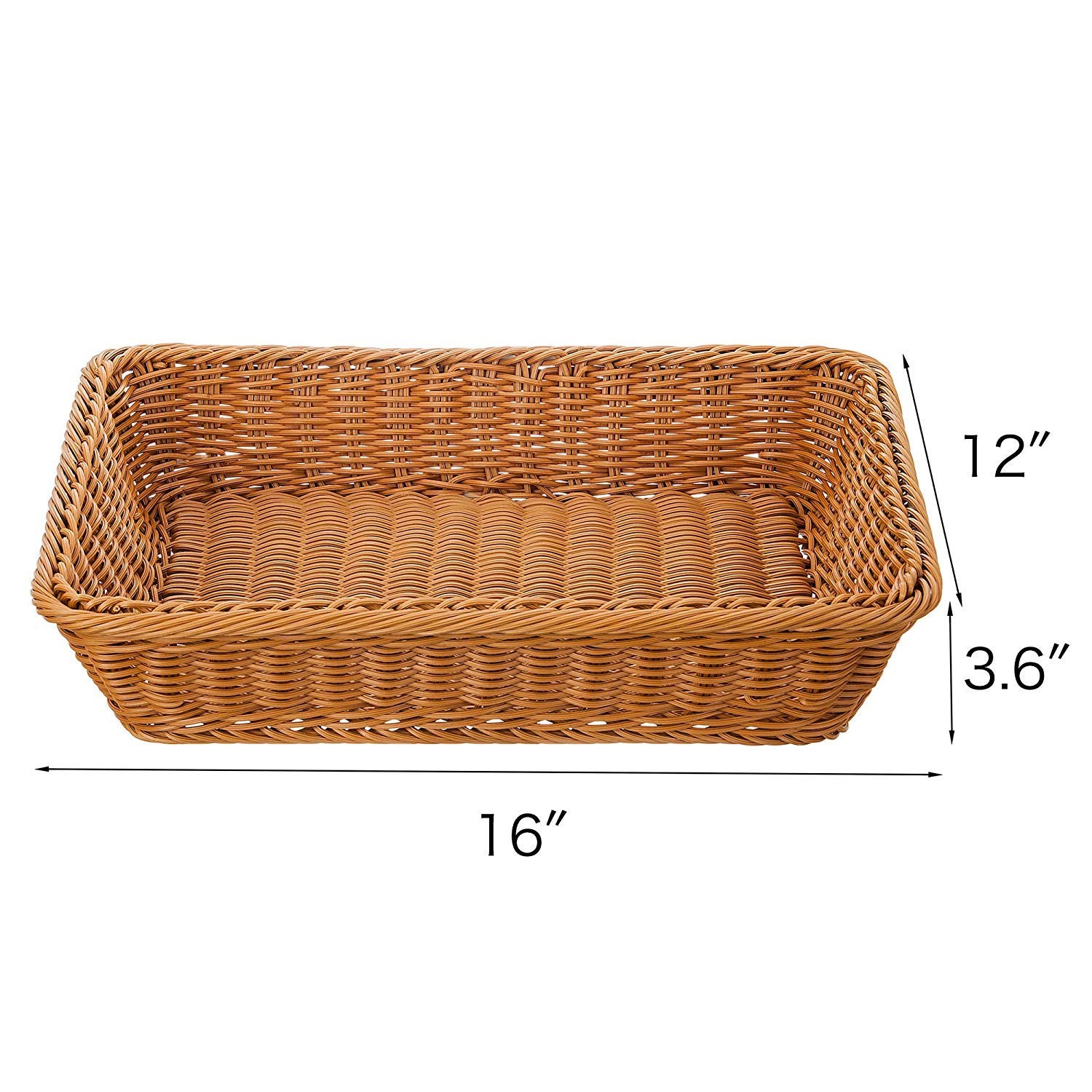 2-Pack 15.8″ Brown Wicker Bread Basket Woven Tabletop Food Serving Basket