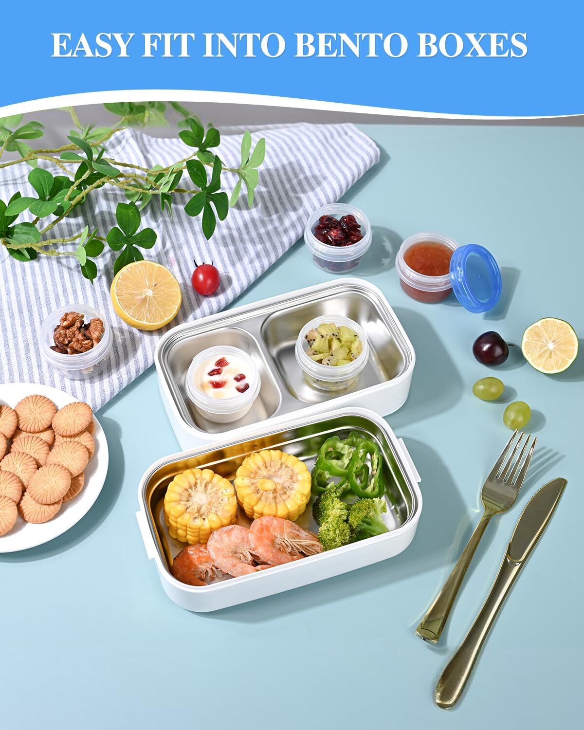8 Pack 2oz Salad Dressing Containers with Lids Dipping Sauce Cups for Snacks
