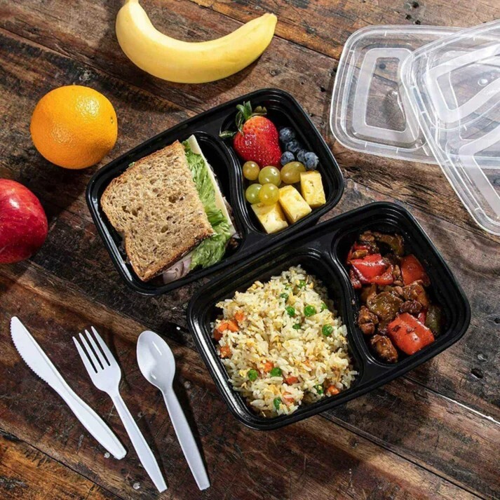 150 Set Meal Prep 30 oz Microwaveable Food Containers With Lid Two Compartment