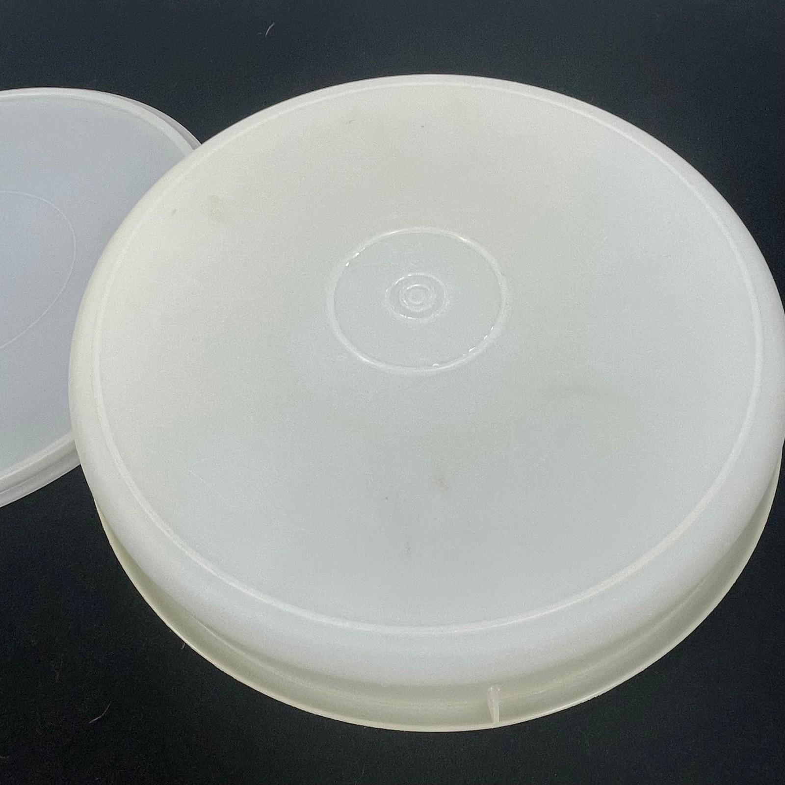 Vintage Tupperware Sheer White Round Storage Container with Lid 12.5 Inch 224-11