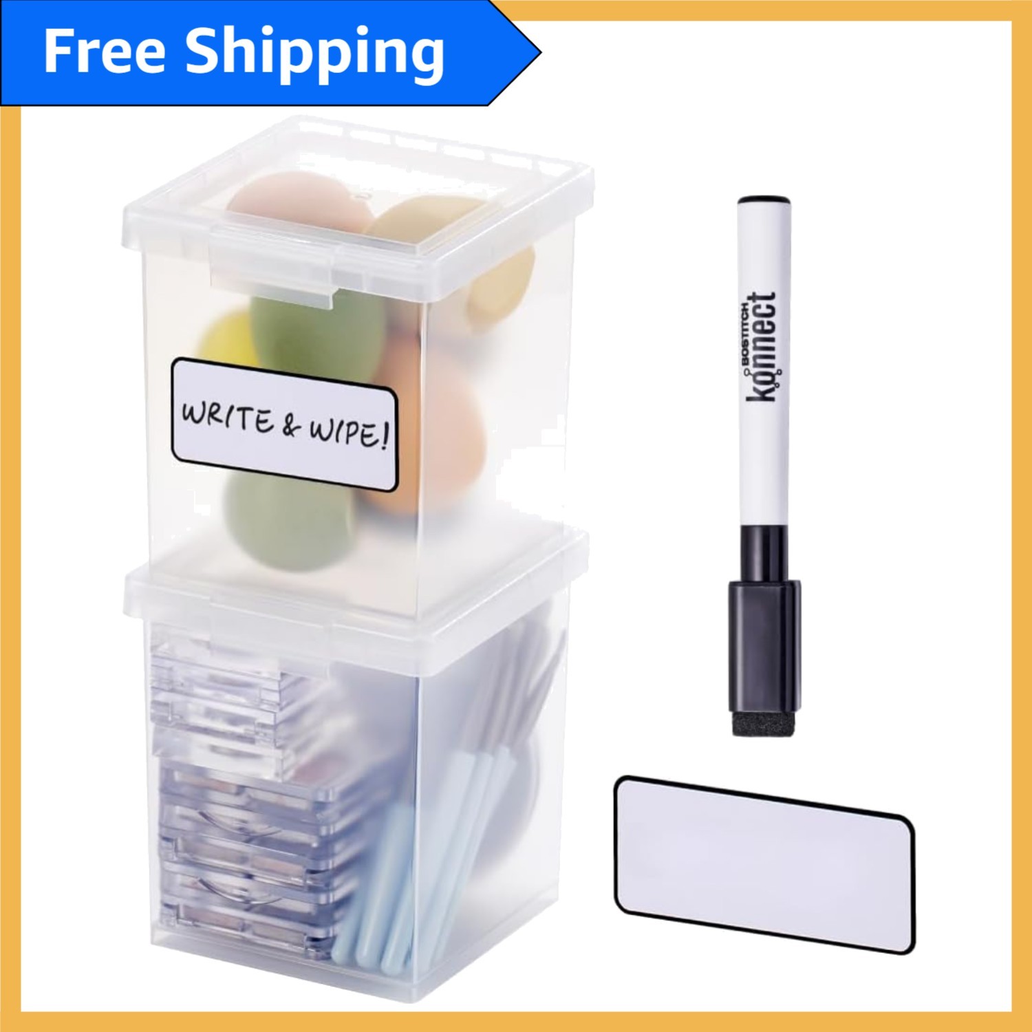 Compact Clear Storage Boxes with Snap Closure – Stackable & Organized – 2 Pack