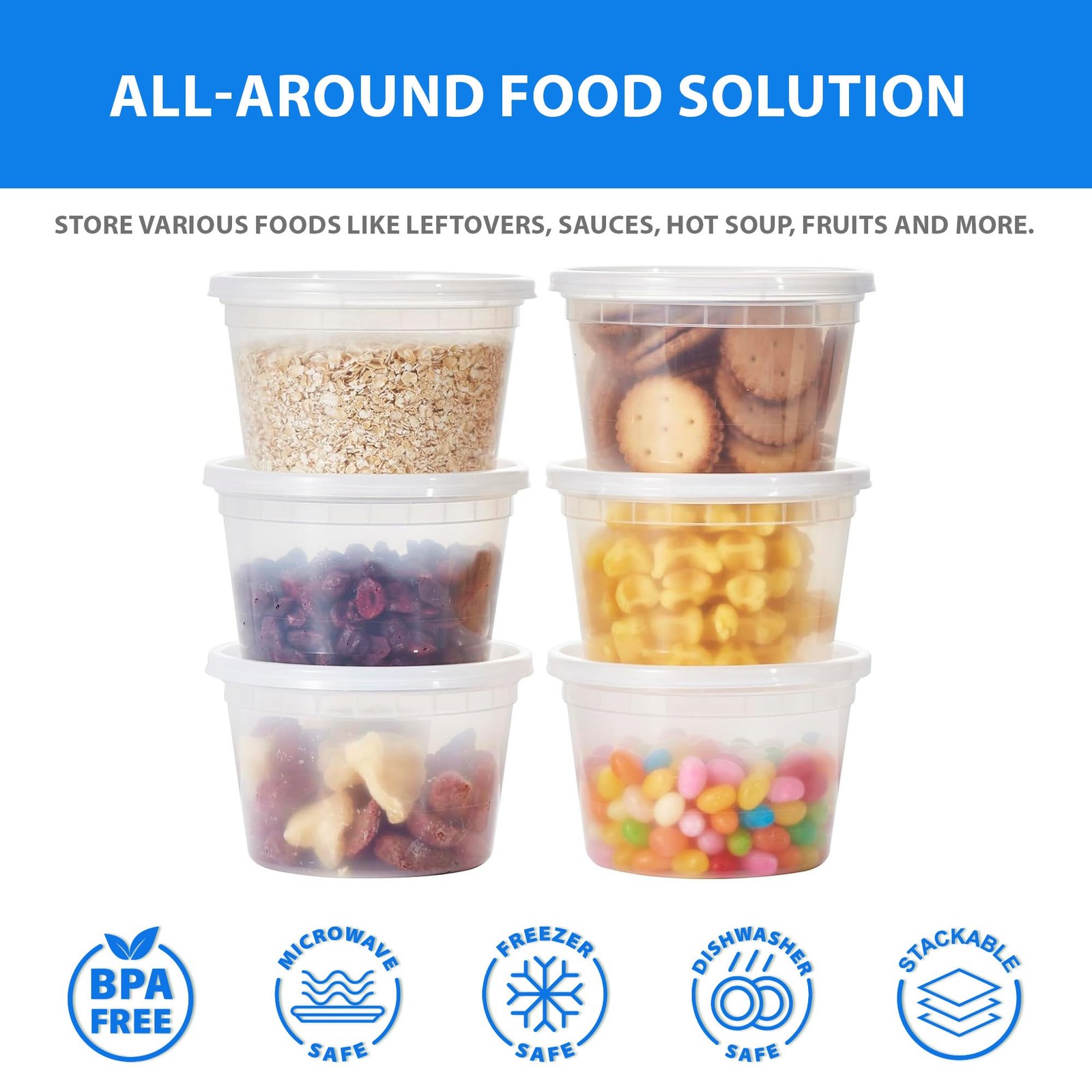 APSIC Plastic Deli Containers with Lids, 48 Sets 8oz Leakproof Soup Storage C…