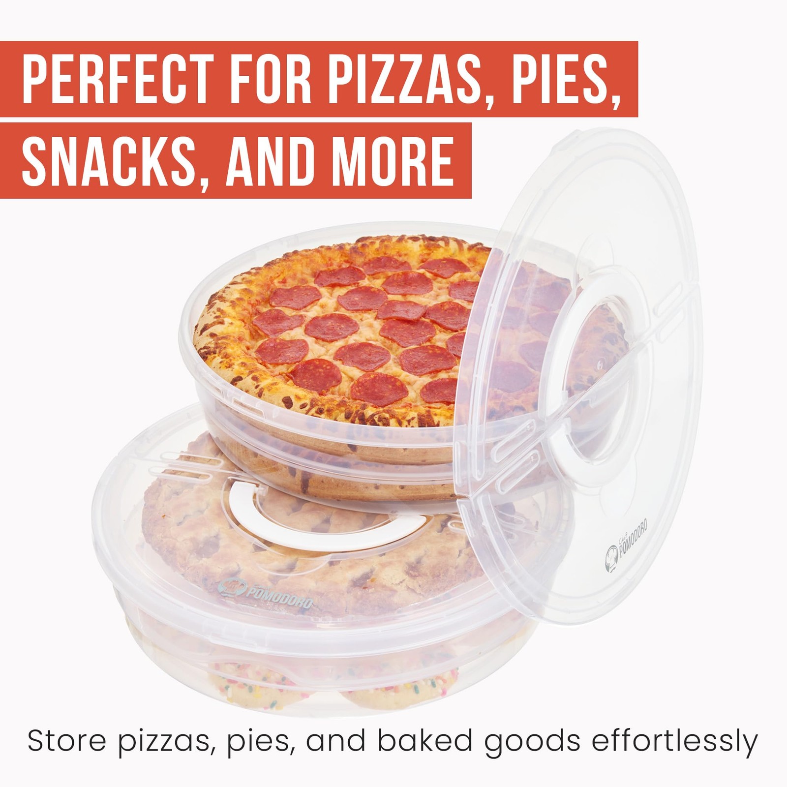 12-Inch Pie Carrier with Lid and Divider, 2-Pack Reusable Pizza Storage Conta…