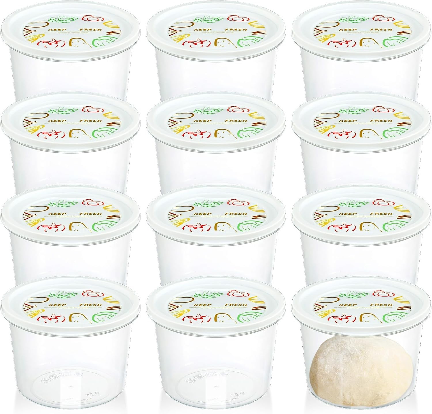 12pcs Pizza Dough Proofing Box with Lids, 1100ML Stackable Dough Proofing Con…