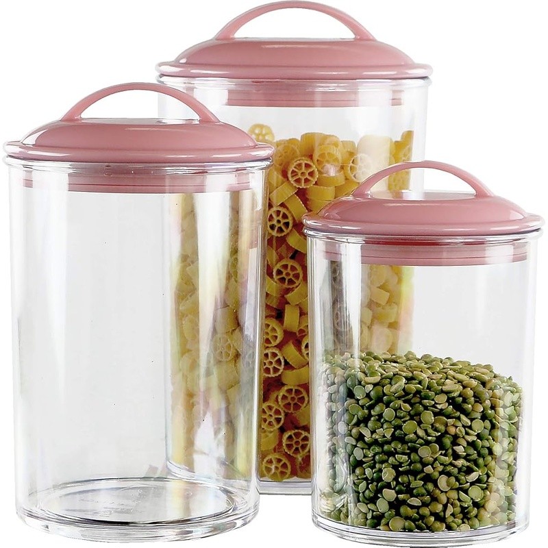 Acrylic Canister Set 6pc Transparent Food Storage Containers BPA Free Durable US