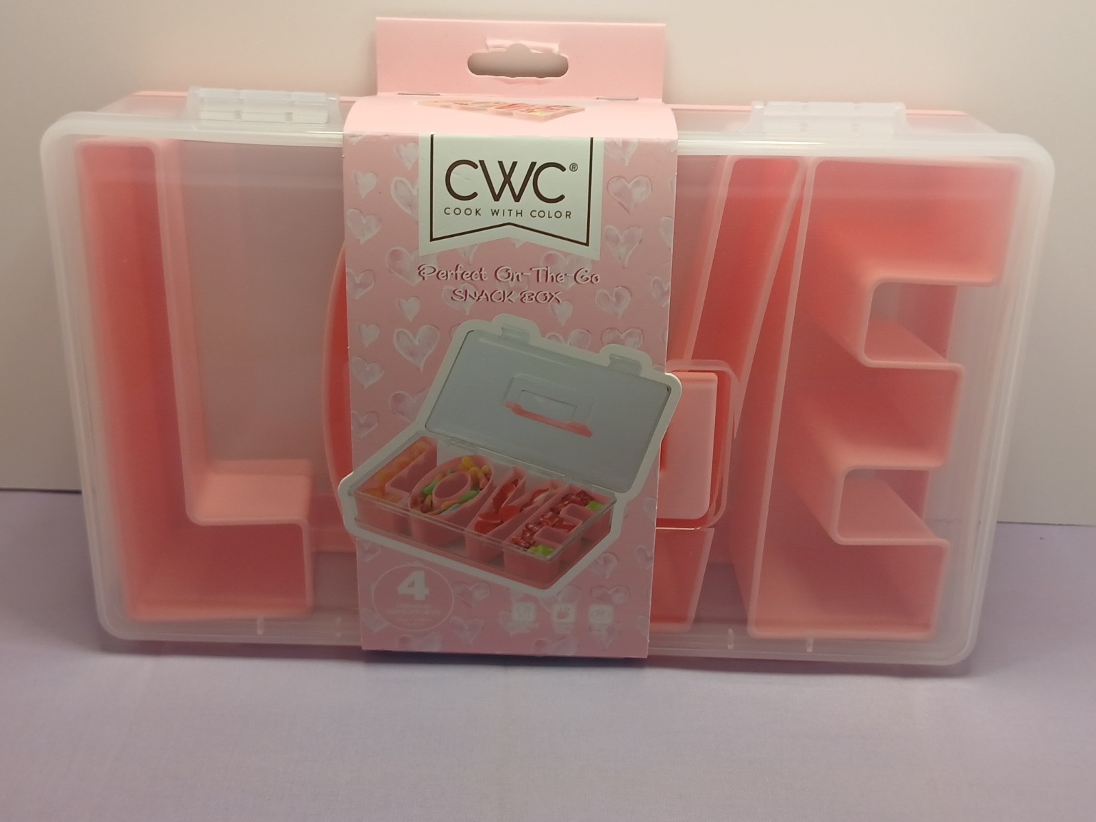 CWC Cook With Color ~ Snack Box ~ Perfect-On-The- Go Snack Box ~ Clear / Pink