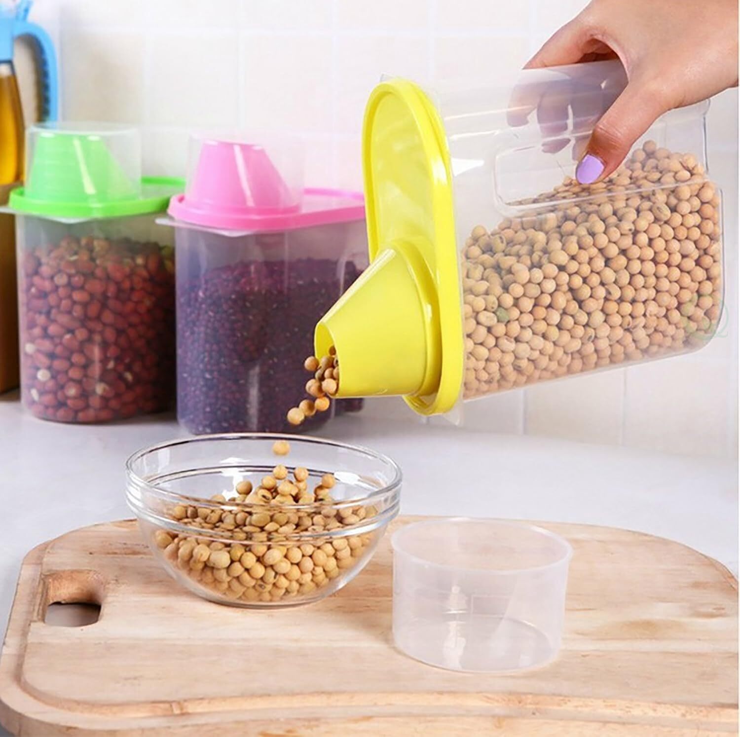 Small Bpa free Plastic Food Saver Kitchen Food Cereal Storage Containers With Gr