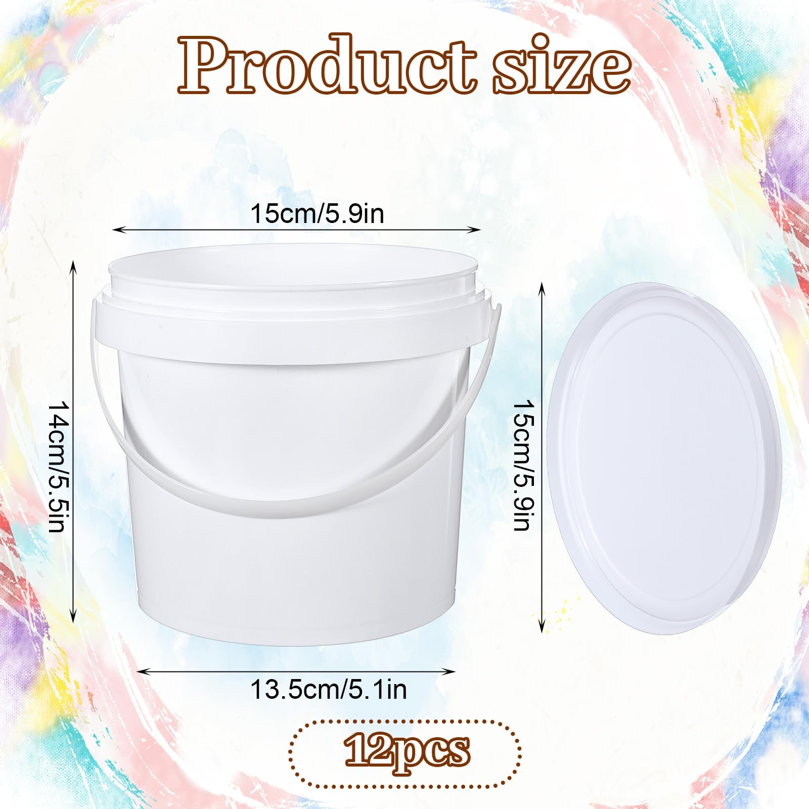 Yuanan 12 PCS Small Bucket with Lid, 5.1 Inch Plastic Buckets Mini Buckets wi…