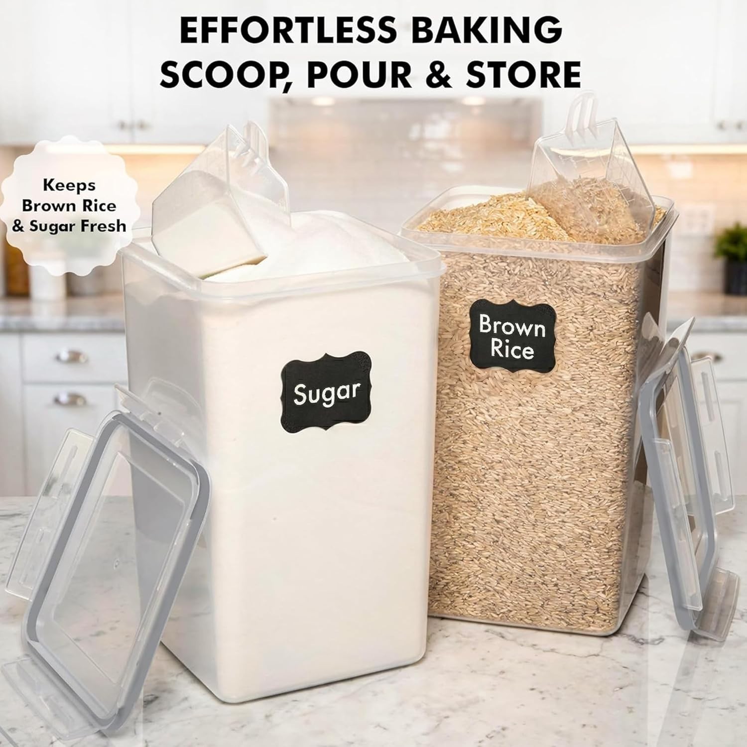 Food Storage Containers BPA Free Plastic 7 Qt 6.5L Airtight Pantry Organizer