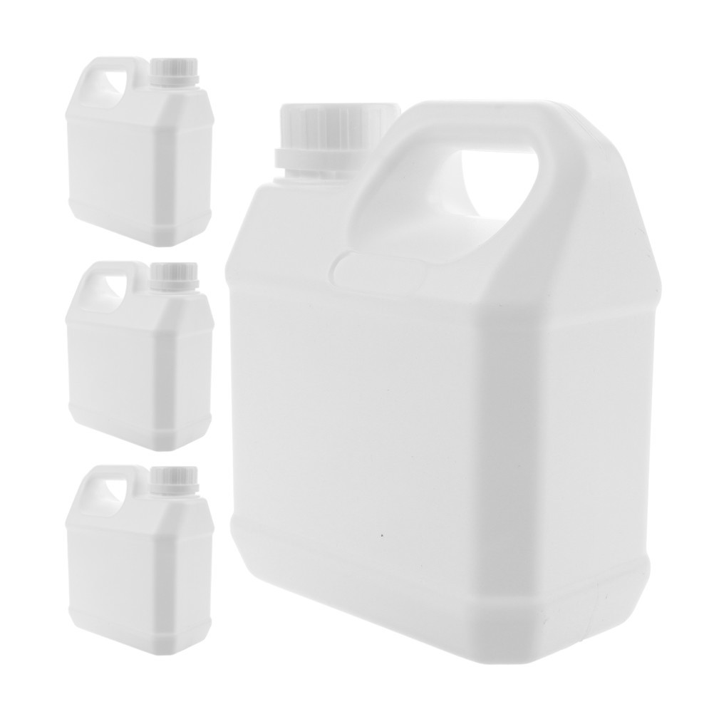 4Pcs White Refillable Plastic Liquid Bottles with Handle Leakproof Storage Jugs