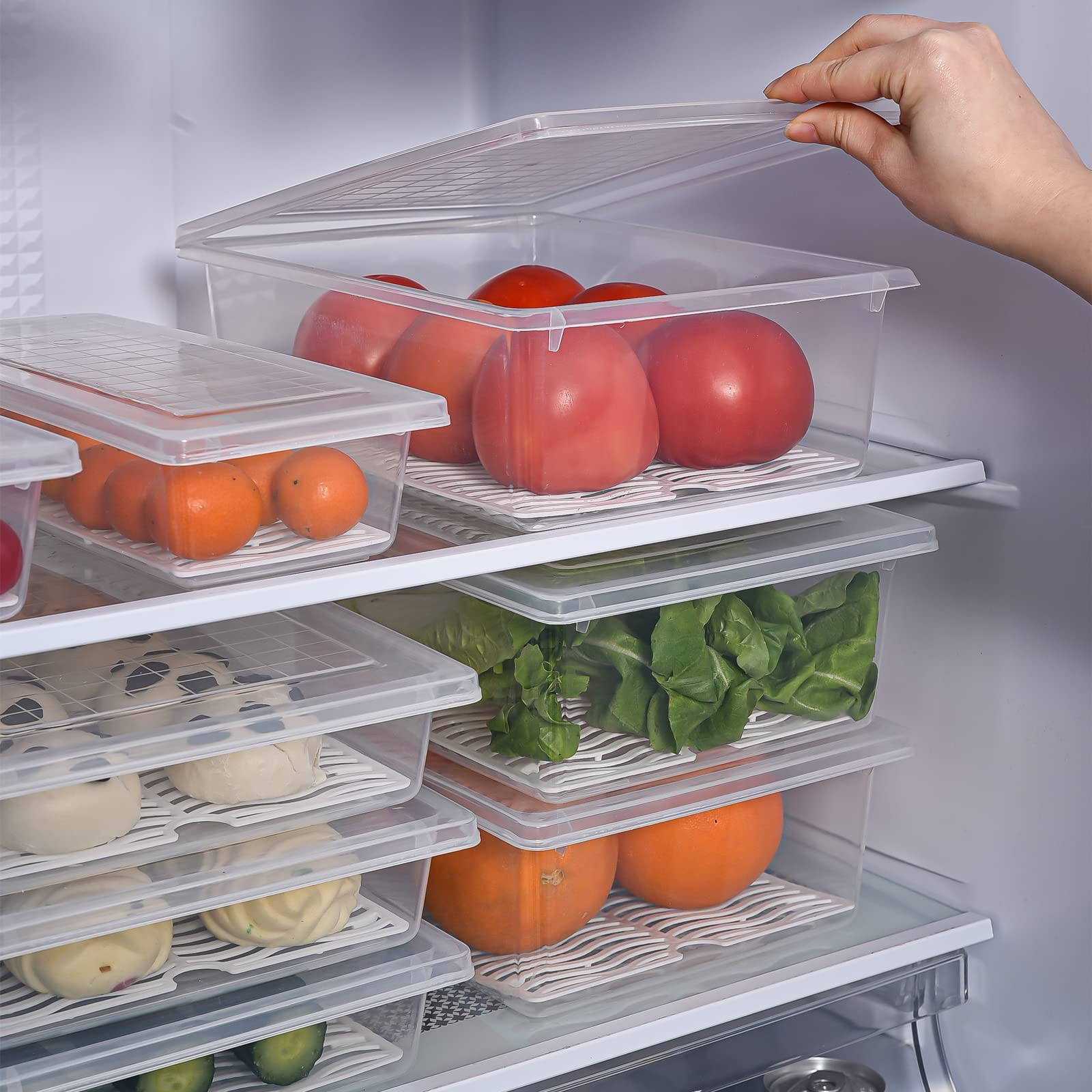 Food Storage Container, Plastic Food Containers with Removable Drain Plate an…