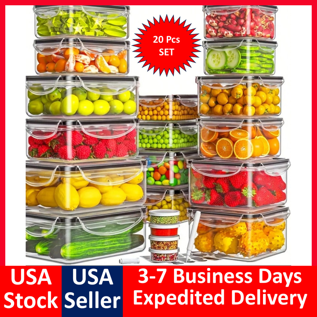 40 Pc Airtight Food Storage Set plastic Containers & Lids Kitchen Organizer NEW