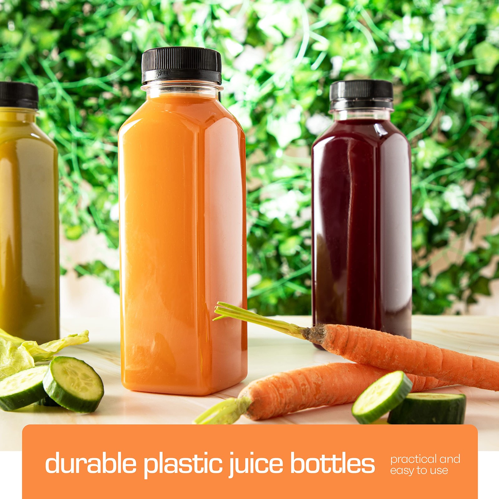 12oz 20pcs Juice Bottles With Caps – MADE IN USA Juice Containers With Lids F…