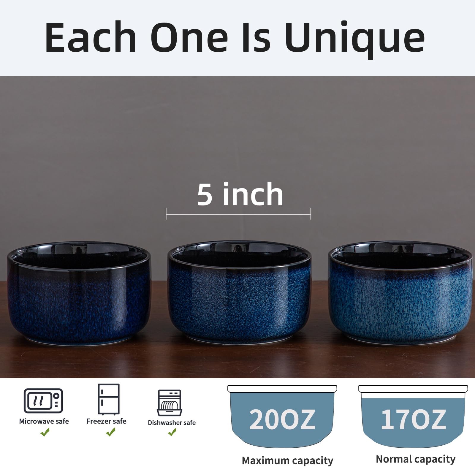 Ceramic Bowls Set with Lids: Set of 4 Microwave Safe Bowls for Soup Meal Prep…