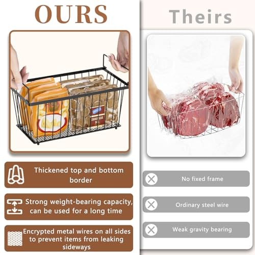 5 Pack Freezer Organizer Bins Stackable Chest Bins