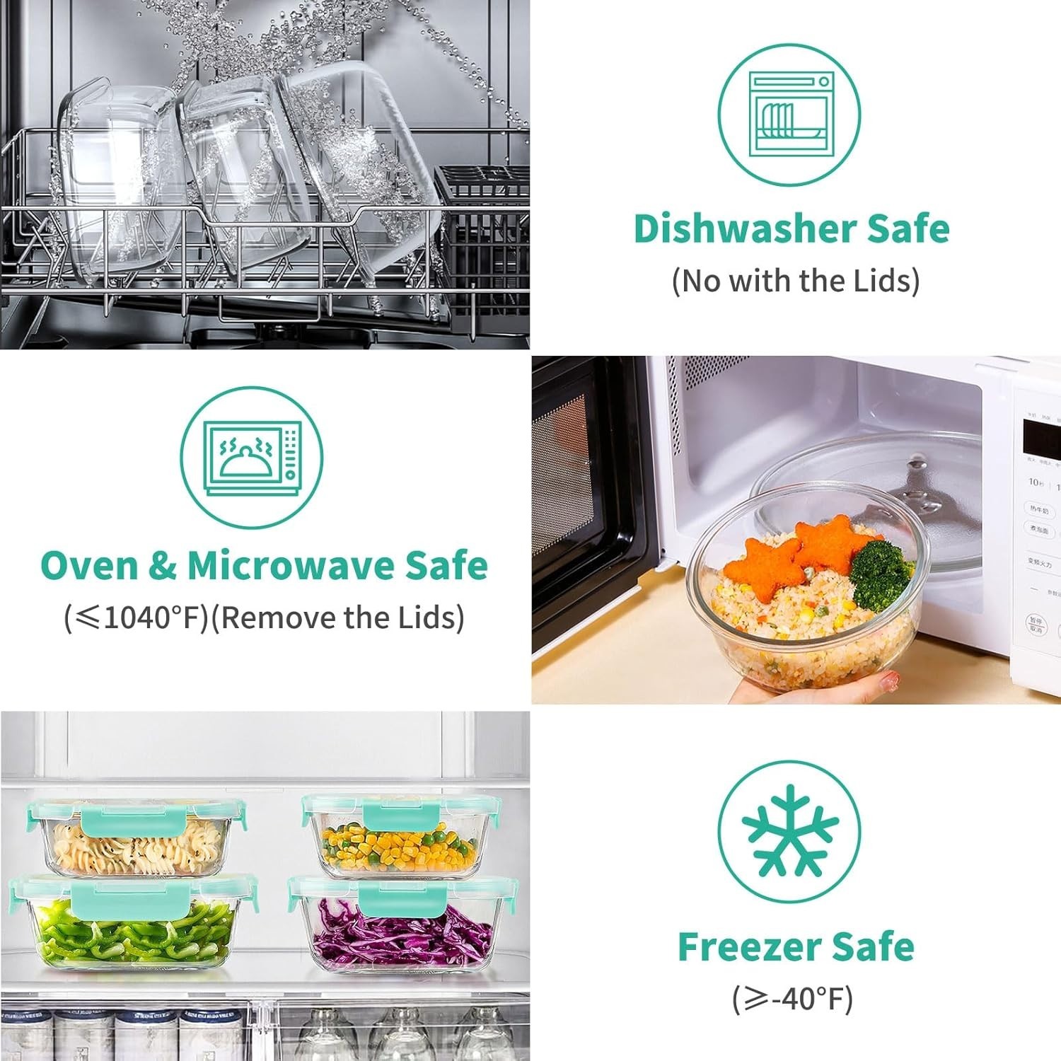 34pcs Glass Food Storage Containers with Lids Set, Airtight Glass Meal Prep C…