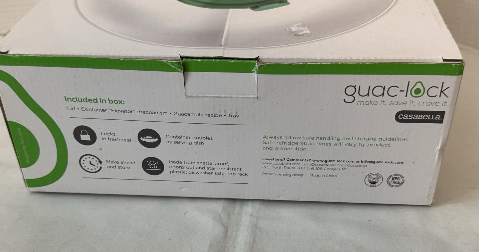 Casabella Guac-Lock Guacamole Airtight Storage Container With Tray-New In Box