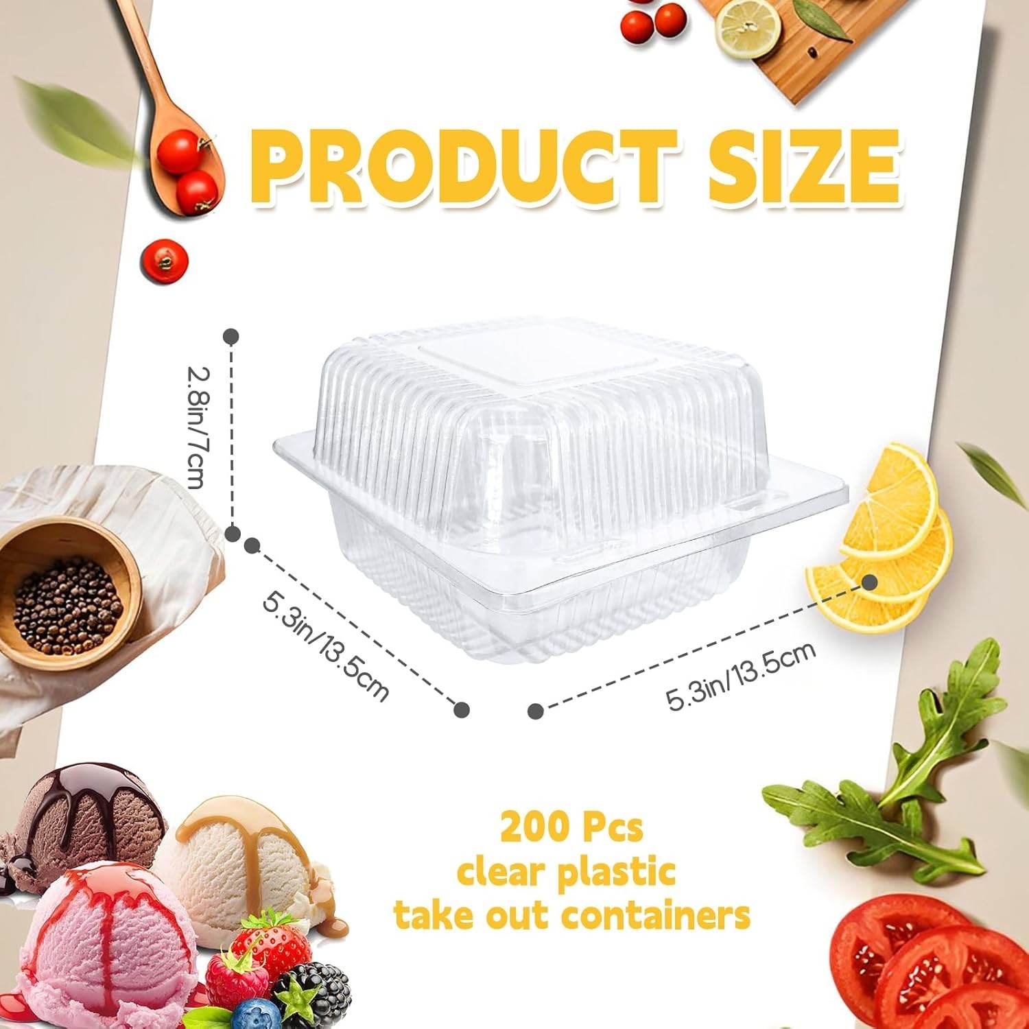Clear Disposable Clamshell Food Boxes – 200 Pcs, Perfect for Desserts & Salads