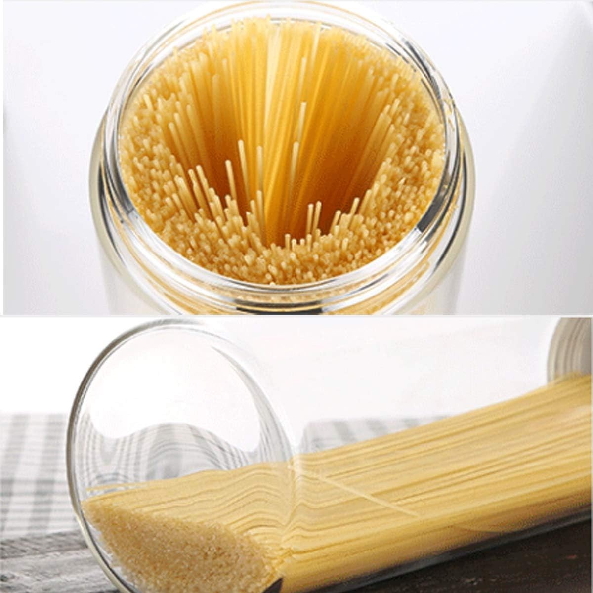 3Pcs Clear Plastic Food Storage Jar with Lid, Plastic Spaghetti Pasta Contain…