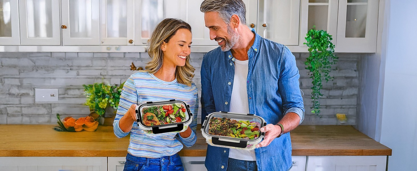Sorbus Glass Meal Prep Containers with Airtight Lids – 10 Pack