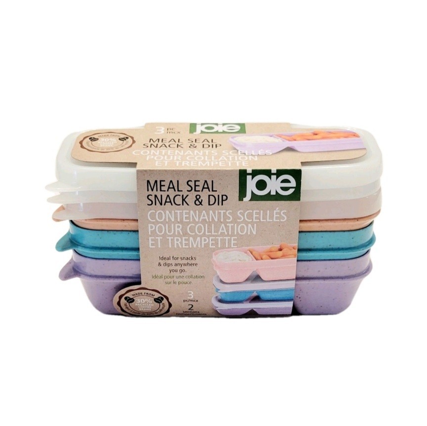 Joie Meal Seal Snack & Dip Container Set of 3 Teal Orange Purple BPA FREE – NEW