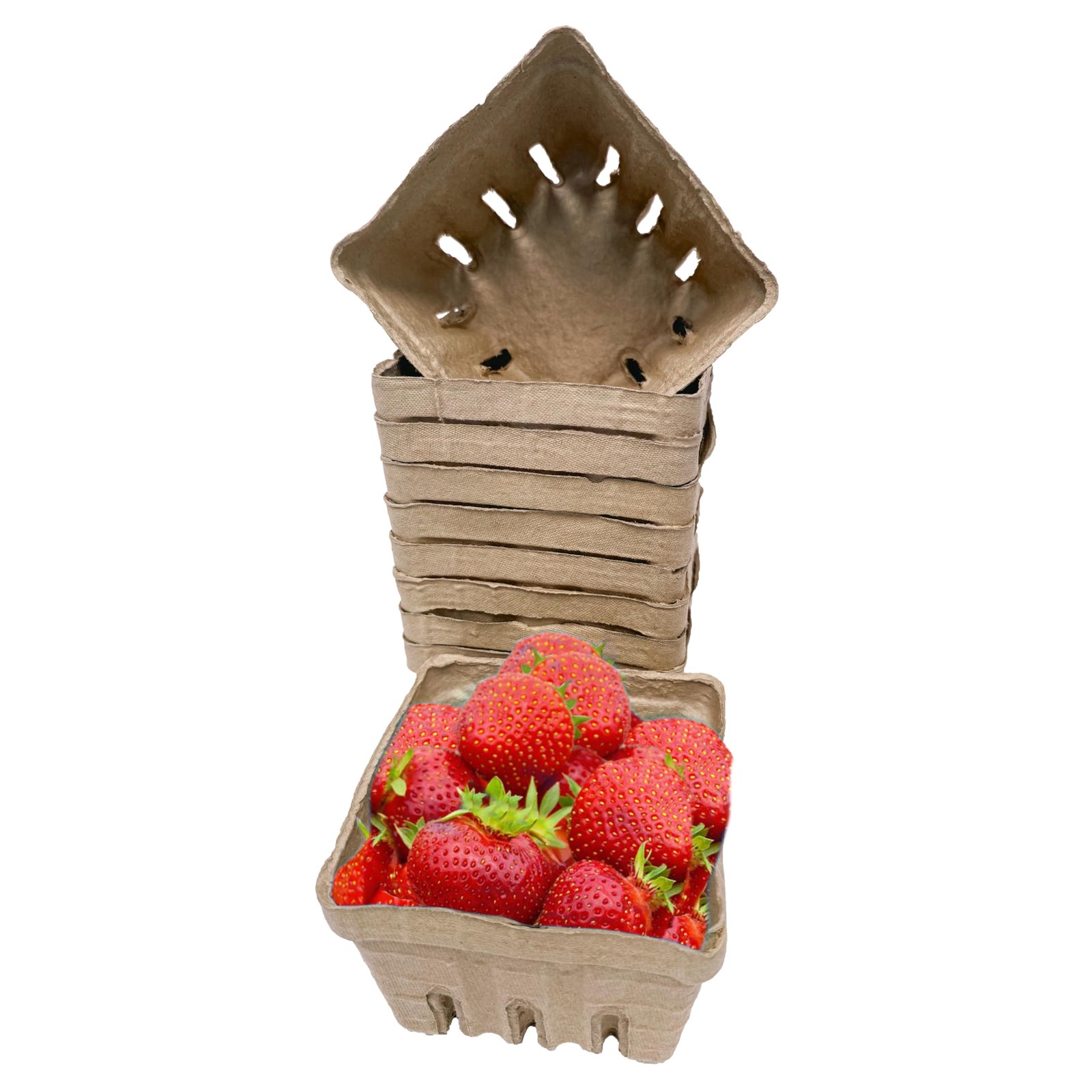 15 PCS 1 Pint Natural Pulp Fiber Vented Berry Basket Farmers Market Produce