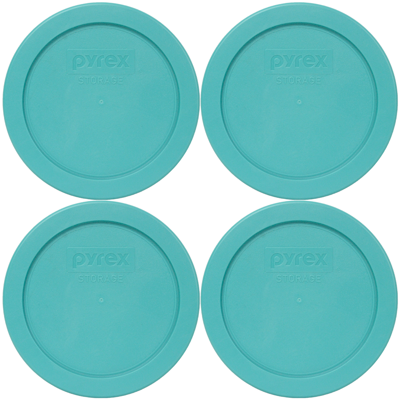 Pyrex 7200-PC Turquoise Round Plastic Food Storage Replacement Lid (4-Pack)