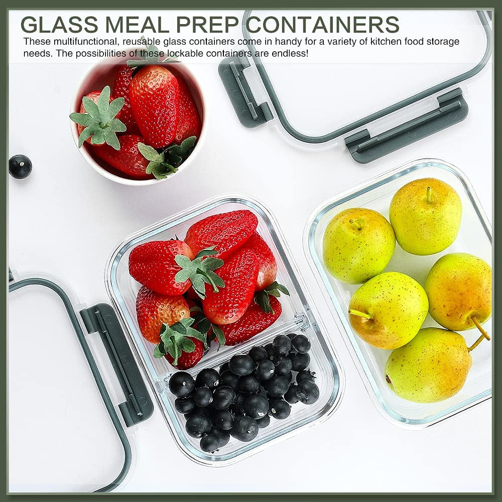 10 Packs 30 oz Glass Meal Prep Containers,Glass Food Storage Containers with Lid