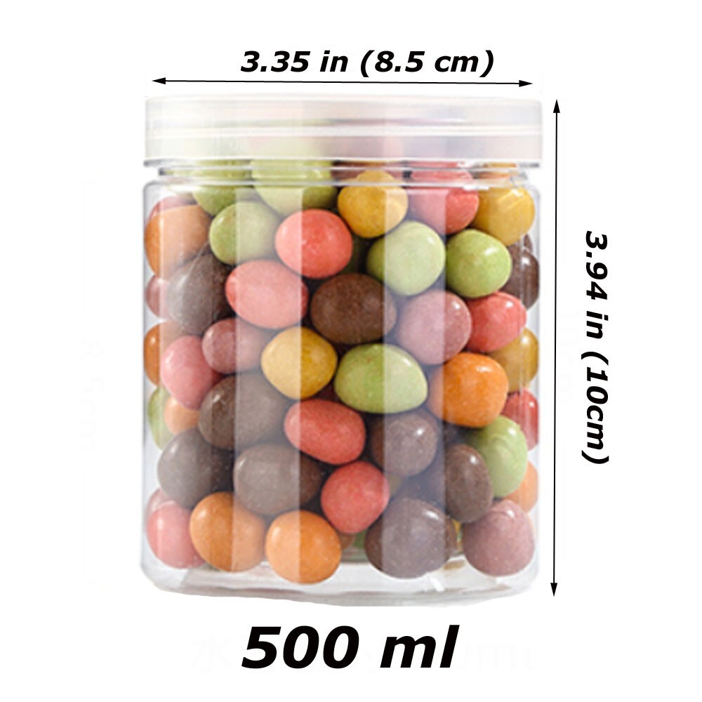 45PC Dia 85mm Kitchen Transparent Plastic Bottle Food Cookies Storage Tank 500ml