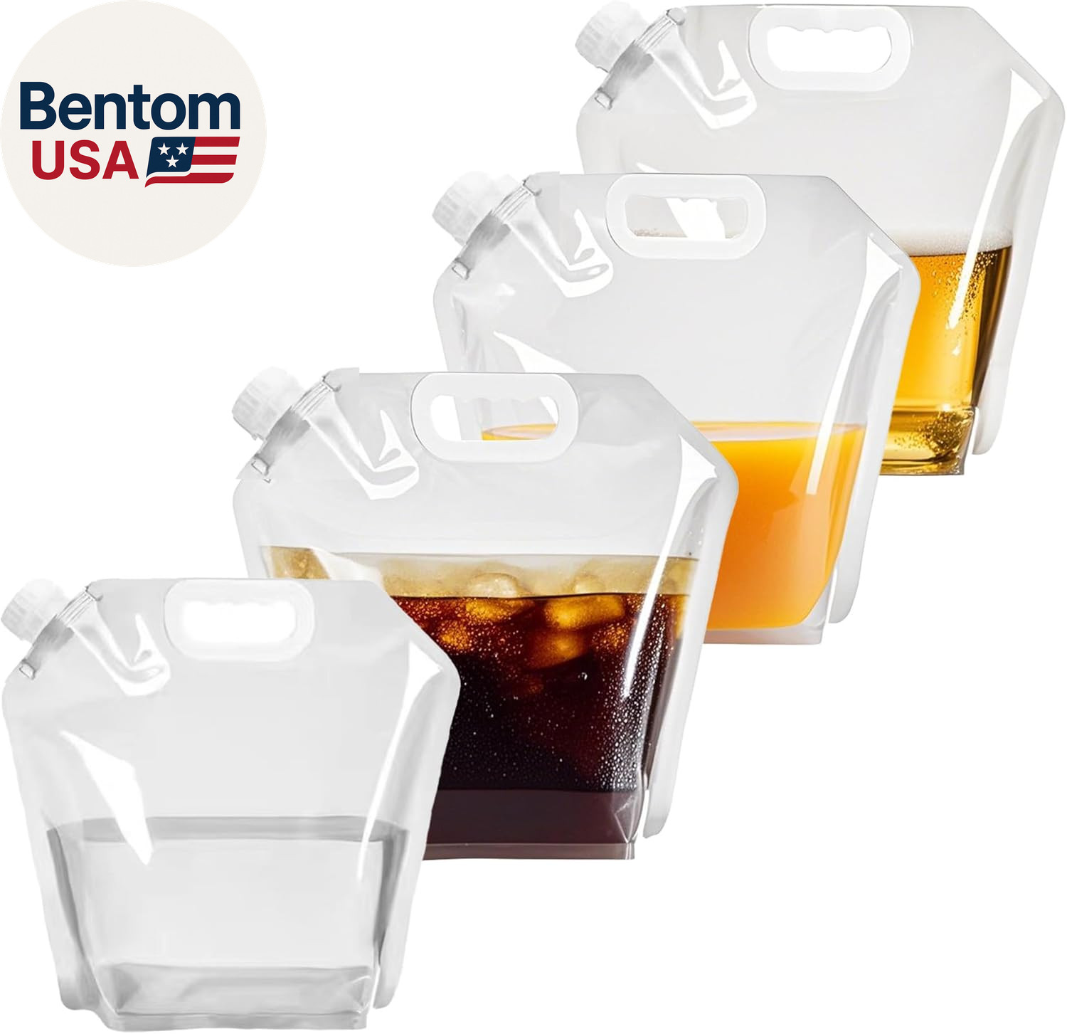 4 Pack Collapsible Water Jugs, 1.3/2.6 Gallon – BPA Free Clear Plastic Water Bag