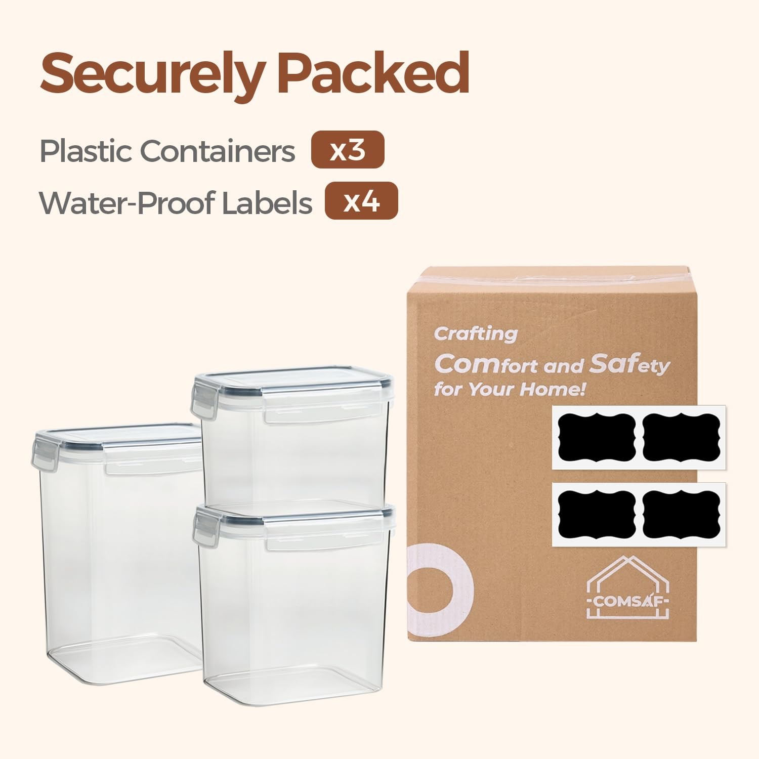 Food Storage Containers with Lids Set of 3 (2L/2.1Qt) (1.4L/1.5Qt) (0.8L/0.8Q…