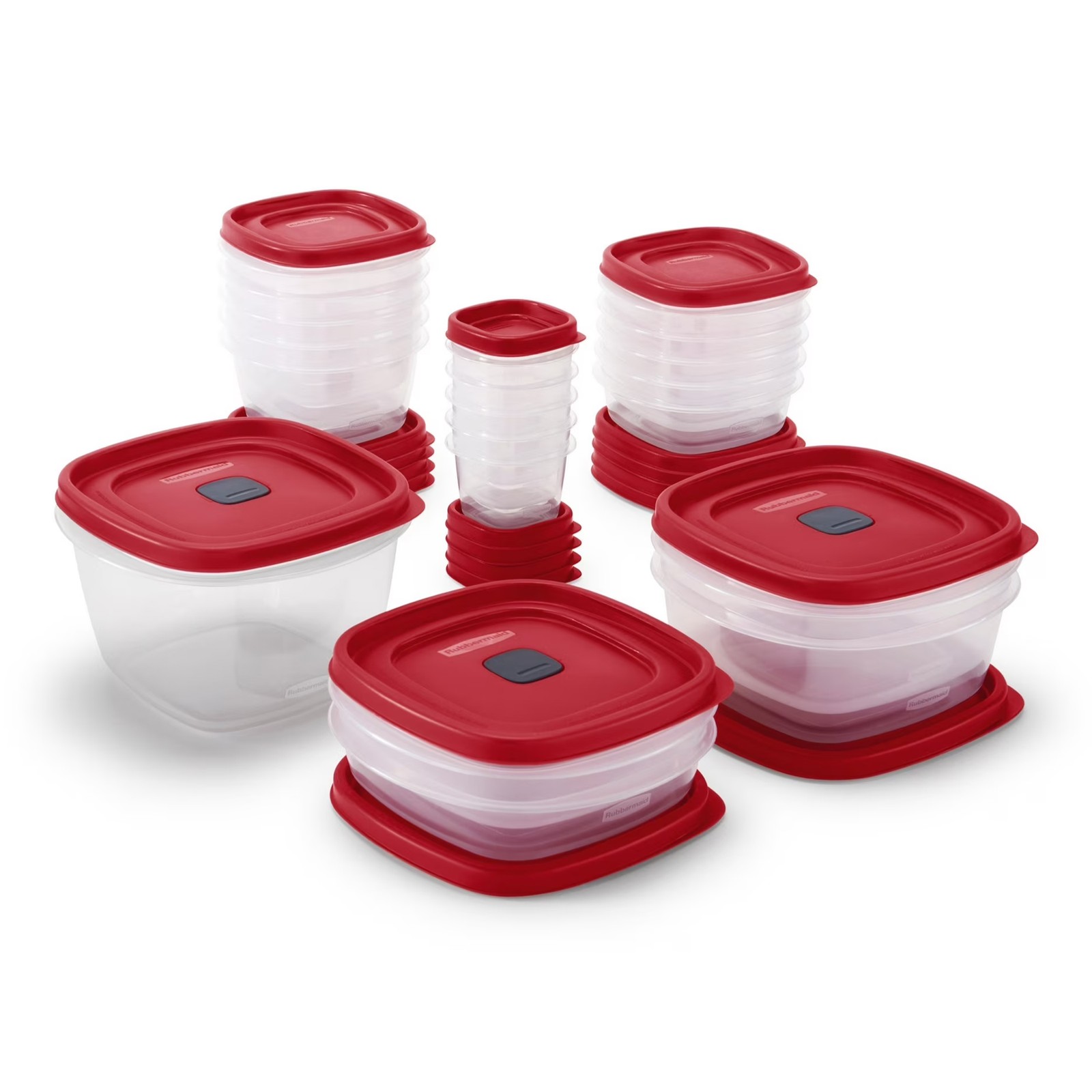 Rubbermaid Food Storage Container with Microwave Vented Lids, 40 Piece Set, Red