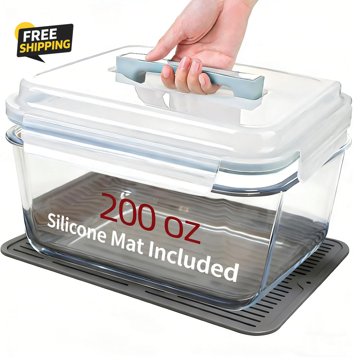 200Oz Glass Food Storage Container XL Airtight Lid Borosilicate 6000ml 26 Cup
