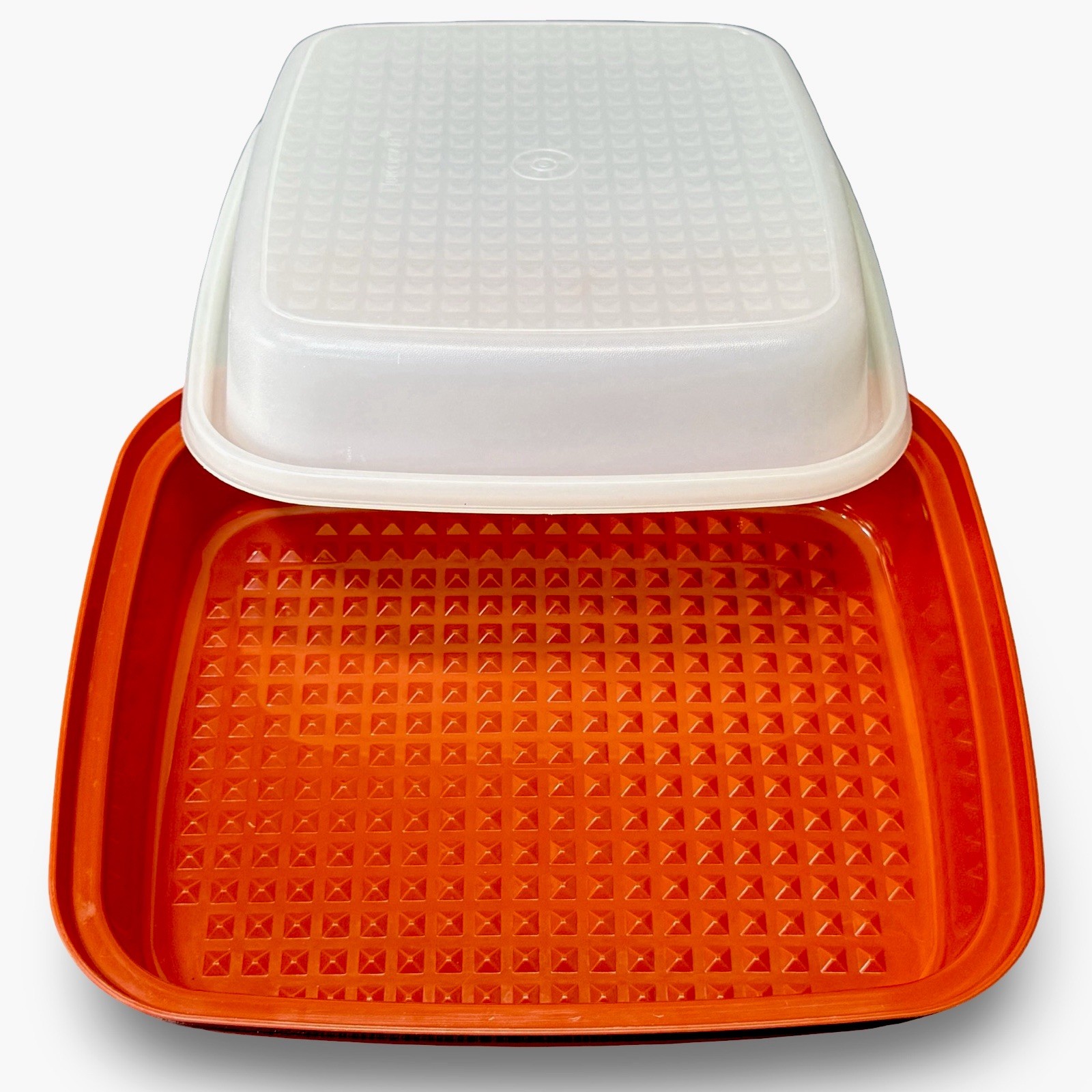 Vintage Tupperware 1295-5 Marinating Container Poppy Red Sheer White Lid New