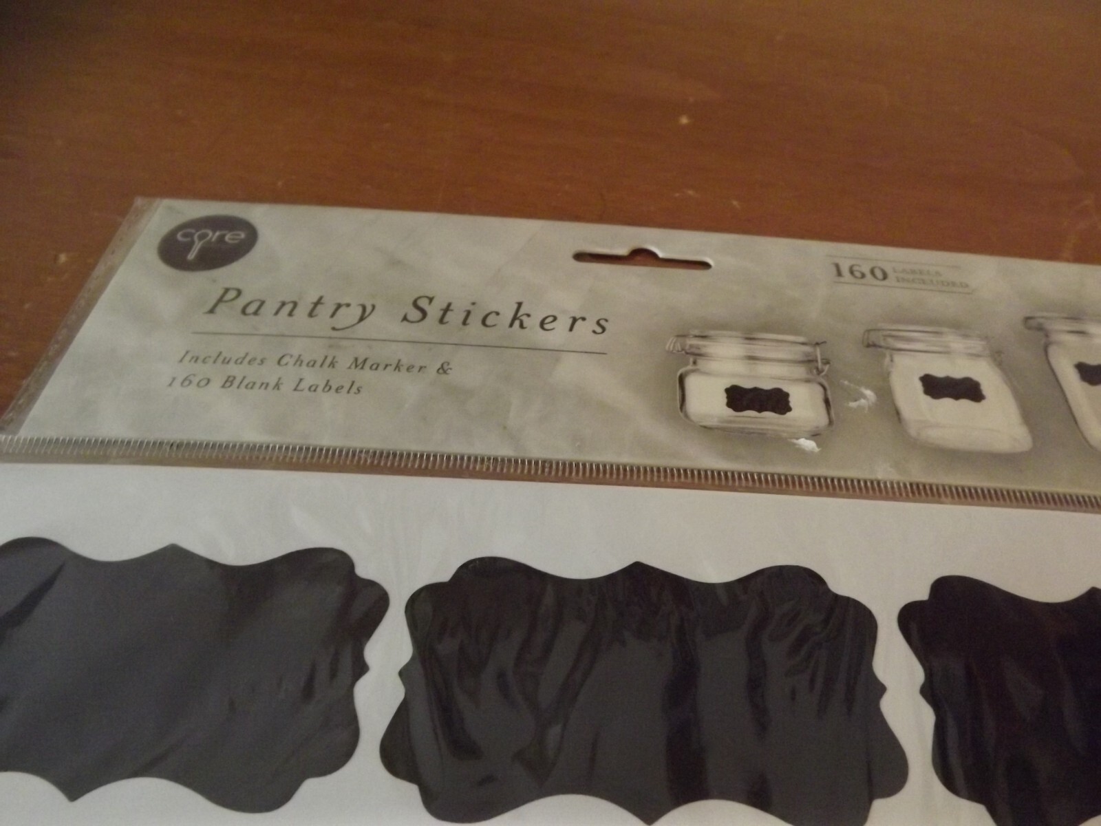 NEW 160 pantry sticker BLANK LABELS w/ chalk marker 9 SHEETS NIP