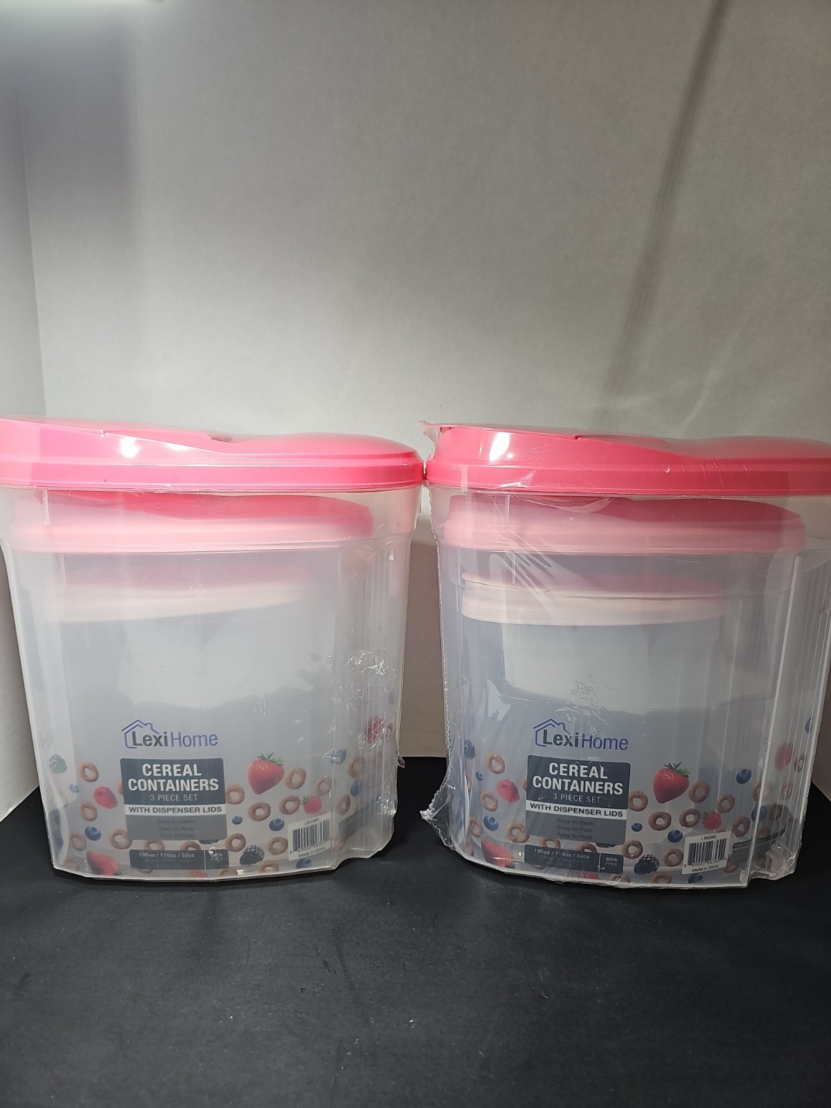 LexiHome Cereal Container Set with Dispenser Lids Three Piece Set BPA Free