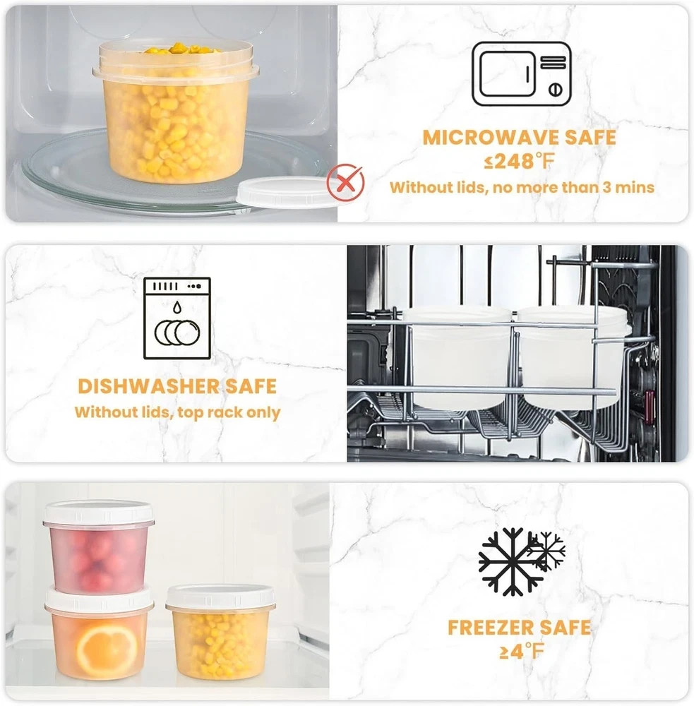 20 Oz Food Storage Containers with Screw Lids, 6-Count Reusable Small Plastic…