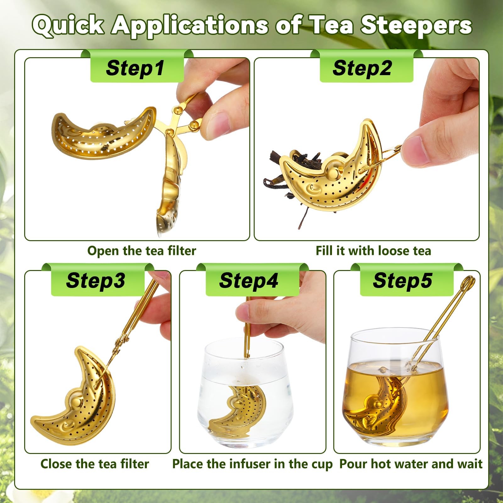 NUOBESTY 4Pcs Tea Infuser Set, Stainless Steel 16.00X6.00X3.00CM, Multicolor