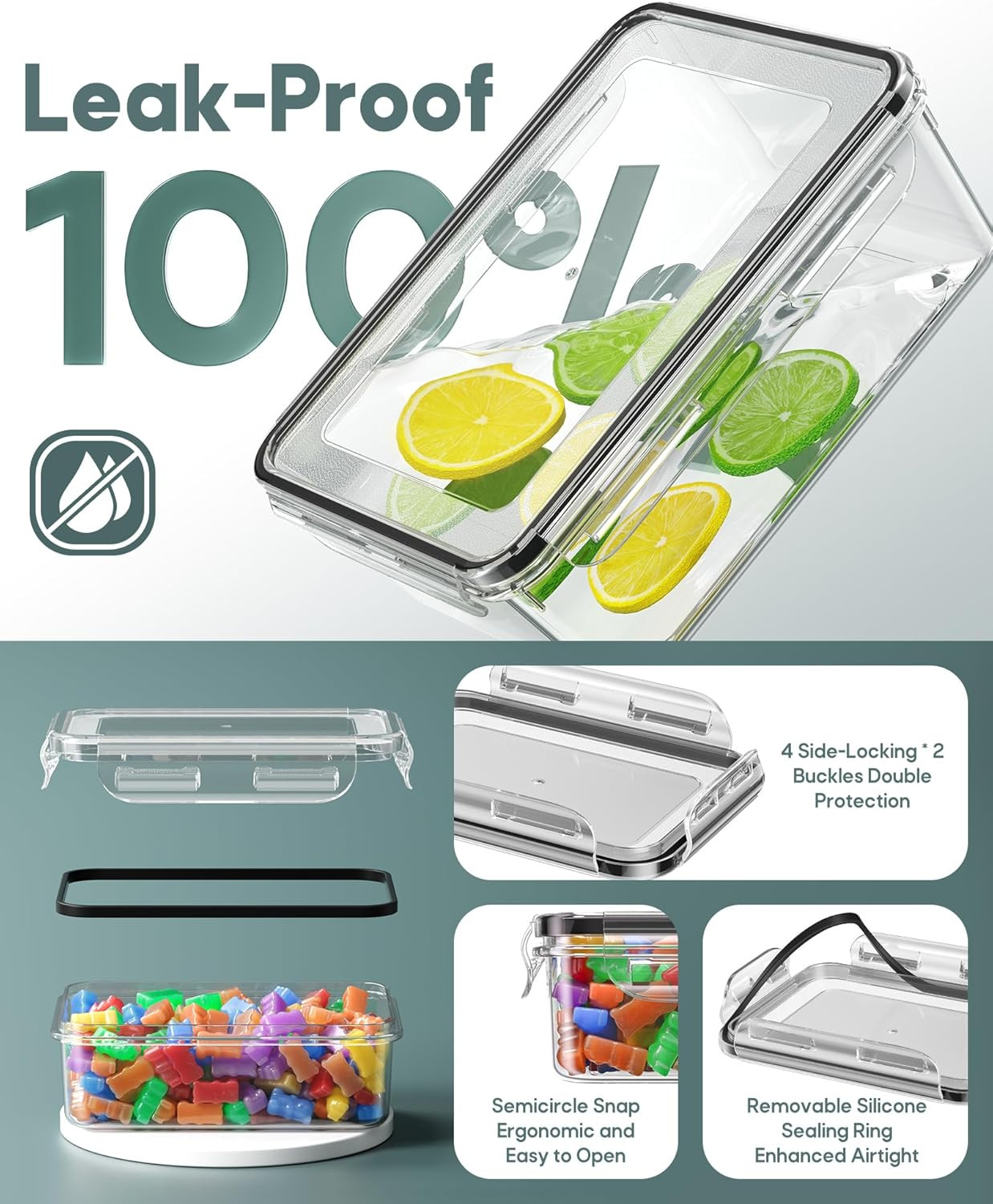 60 PCS Food Storage Containers with Lids Airtight, (30 Lids & 30 Containers) Lea
